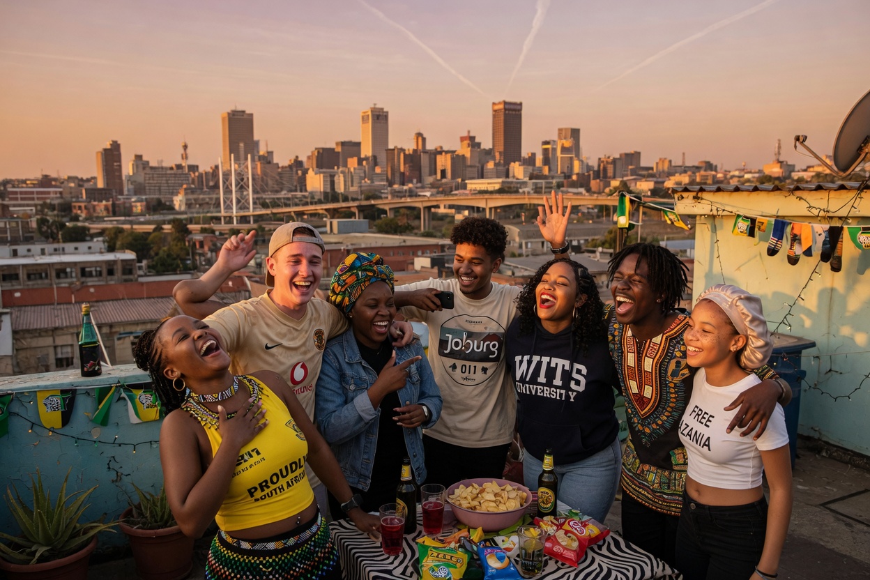Friends on a Joburg rooftop